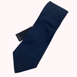 GUCCI グッチ メンズ ネクタイ 未使用　タグ付き GG柄 ネイビー Aランク