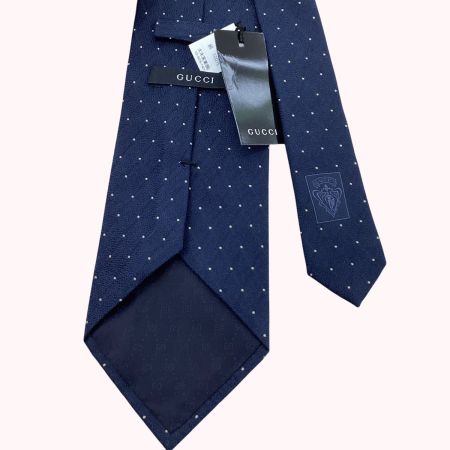 GUCCI グッチ メンズ ネクタイ 未使用　タグ付き ドット柄 ネイビー