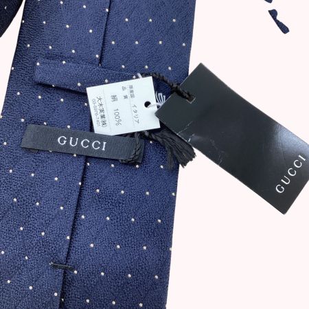 GUCCI グッチ メンズ ネクタイ 未使用　タグ付き ドット柄 ネイビー