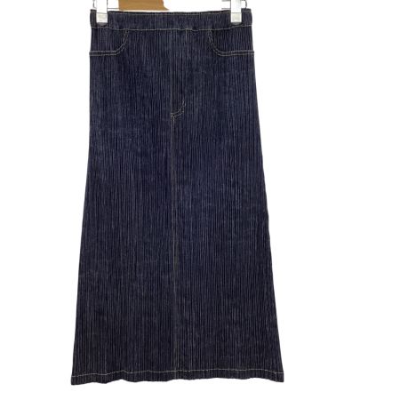 ISSEY MIYAKE イッセイミヤケ PLEATS PLEASE デニム転写 スカート SIZE 2 PP63-JG653 ネイビー