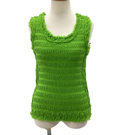 ISSEY MIYAKE イッセイミヤケ プリーツ メレンゲ ノースリーブカットソー  MI62FR541 黄緑