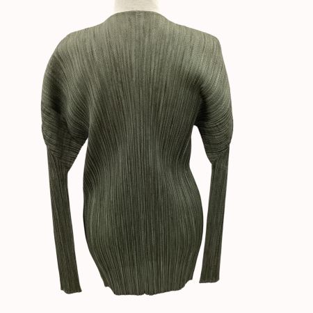 ISSEY MIYAKE イッセイミヤケ PLEATS PLEASE  Vネックプリーツカーディガン  SIZE 3 PP86-JD246 グリーン