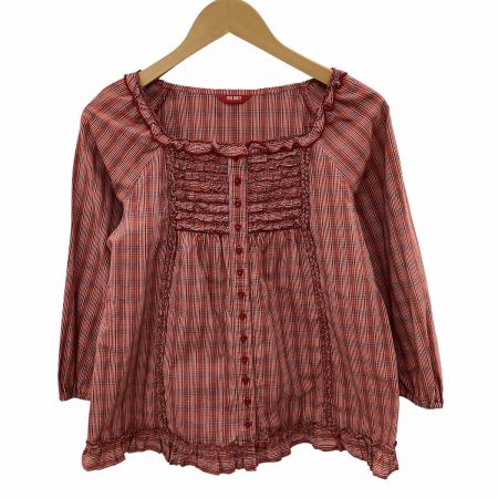 PINK HOUSE ピンクハウス レディース シャツ ピコフリル チェック レッド