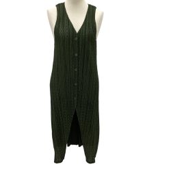 ISSEY MIYAKE イッセイミヤケ PLEATS PLEASE ノースリーブロングカーディガン SIZE 2 PP91-JE618 グリーン Bランク