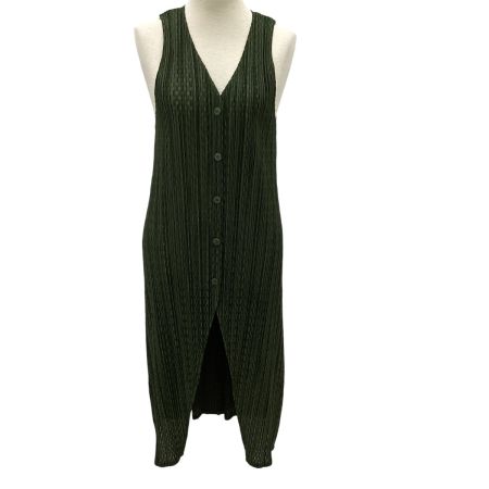 ISSEY MIYAKE イッセイミヤケ PLEATS PLEASE ノースリーブロングカーディガン SIZE 2 PP91-JE618 グリーン