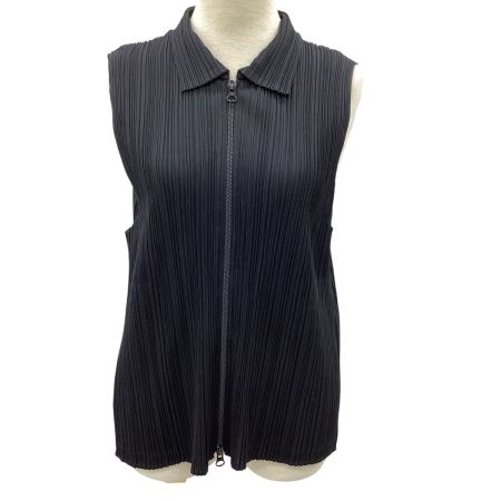 ISSEY MIYAKE イッセイミヤケ PLEATS PLEASE ノースリーブカットソー SIZE 4 PP04-JE384 ブラック