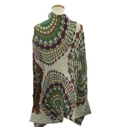 ISSEY MIYAKE イッセイミヤケ PLEATS PLEASE ストール 総柄 変形 黄緑 Bランク
