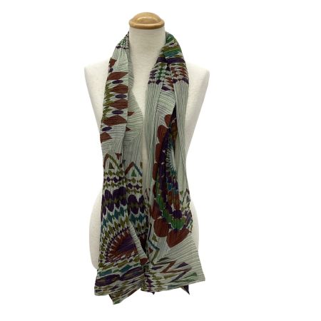 ISSEY MIYAKE イッセイミヤケ PLEATS PLEASE ストール 総柄 変形 黄緑