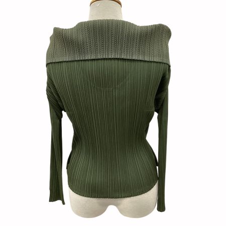 ISSEY MIYAKE イッセイミヤケ PLEATS PLEASE 変形 レイヤードカーディガン SIZE 3 PP64-JJ425 カーキ