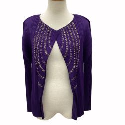 ISSEY MIYAKE イッセイミヤケ PLEATS PLEASE カーディガン SIZE 3 PP03-JO665 パープル Bランク
