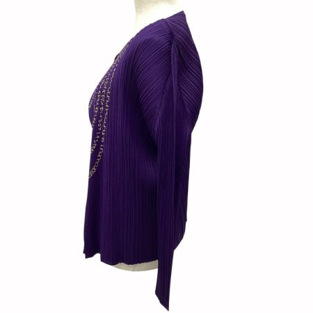 ISSEY MIYAKE イッセイミヤケ PLEATS PLEASE カーディガン SIZE 3 PP03-JO665 パープル