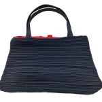 ISSEY MIYAKE イッセイミヤケ PLEATS PLEASE ハンドバッグ ブラック×レッド Bランク