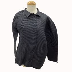 ISSEY MIYAKE イッセイミヤケ プリーツ 変形 アシンメトリー シャツ SIZE 2 IM12FJ546 ブラック Bランク