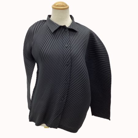 ISSEY MIYAKE イッセイミヤケ プリーツ 変形 アシンメトリー シャツ SIZE 2 IM12FJ546 ブラック