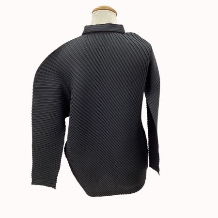 ISSEY MIYAKE イッセイミヤケ プリーツ 変形 アシンメトリー シャツ SIZE 2 IM12FJ546 ブラック
