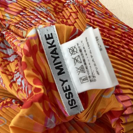 ISSEY MIYAKE イッセイミヤケ レディース シャツ 総柄 プリーツ SIZE 2 IM22FJ982 オレンジ