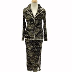 ISSEY MIYAKE FETE PLEATS PLEASE ティーカップ柄 セットアップ SIZE 2 IF74FD727  IF74FG732 ブラック Bランク
