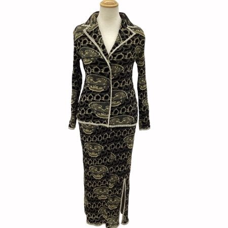 ISSEY MIYAKE FETE PLEATS PLEASE ティーカップ柄 セットアップ SIZE 2 IF74FD727  IF74FG732 ブラック