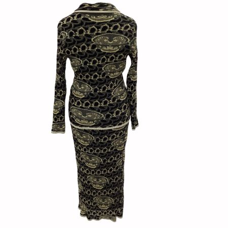 ISSEY MIYAKE FETE PLEATS PLEASE ティーカップ柄 セットアップ SIZE 2 IF74FD727  IF74FG732 ブラック