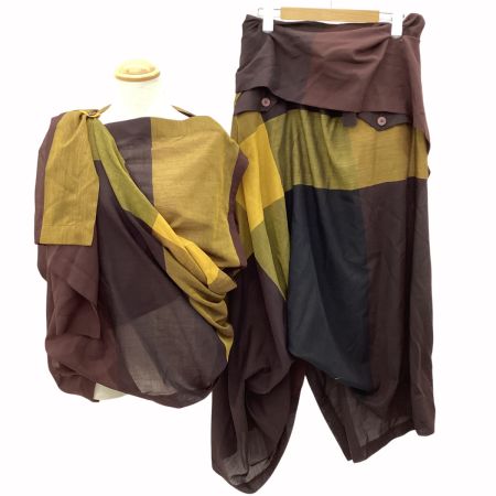 ISSEY MIYAKE イッセイミヤケ Brown Enclothe Plaid 変形 セットアップ  ブラウン