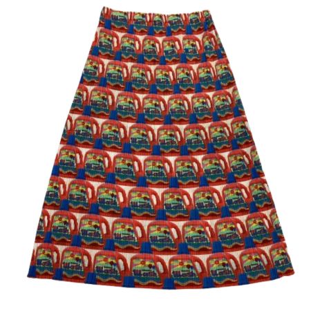 ISSEY MIYAKE イッセイミヤケ PLEATS PLEASE スカート 洗剤柄 SIZE 3 PP83-JG513 レッド
