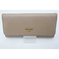 □□ PRADA プラダ 長財布 1MH132 ベージュ Bランク