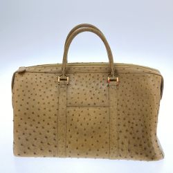 □□  ボストンバッグ　オーストリッチ オリーブ Bランク