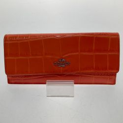 □□ COACH コーチ ウォレットエンボスド クロコ レザー 53393 オレンジ Bランク