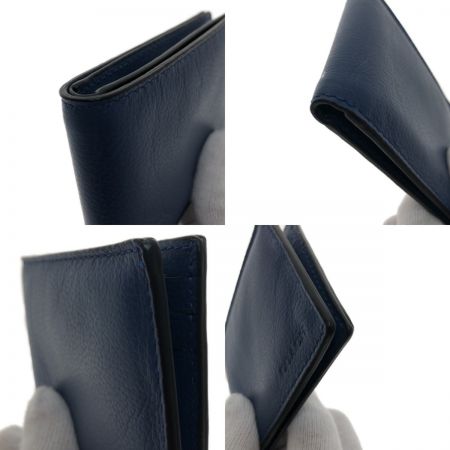  COACH コーチ 財布 2つ折り財布  レザースリムビルフォールドウォレット 75302 ネイビー