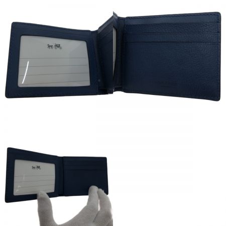  COACH コーチ 財布 2つ折り財布  レザースリムビルフォールドウォレット 75302 ネイビー