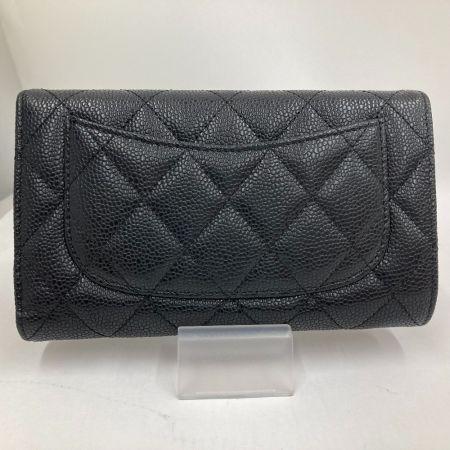  CHANEL シャネル 3つ折り長財布　マトラッセ　キャビアスキン 28981569 ブラック