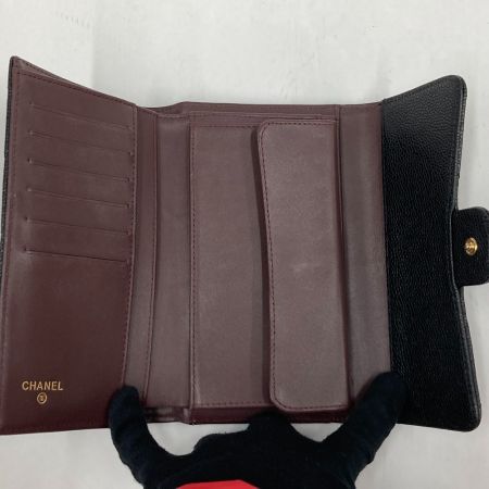  CHANEL シャネル 3つ折り長財布　マトラッセ　キャビアスキン 28981569 ブラック