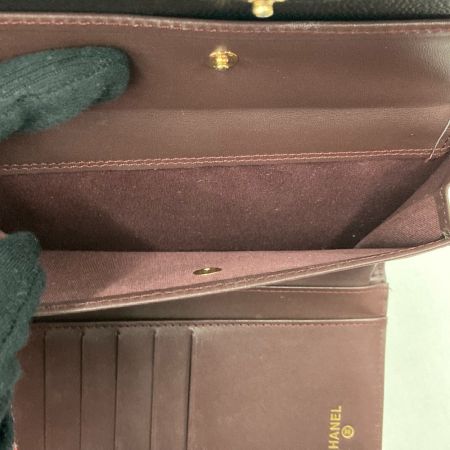  CHANEL シャネル 3つ折り長財布　マトラッセ　キャビアスキン 28981569 ブラック