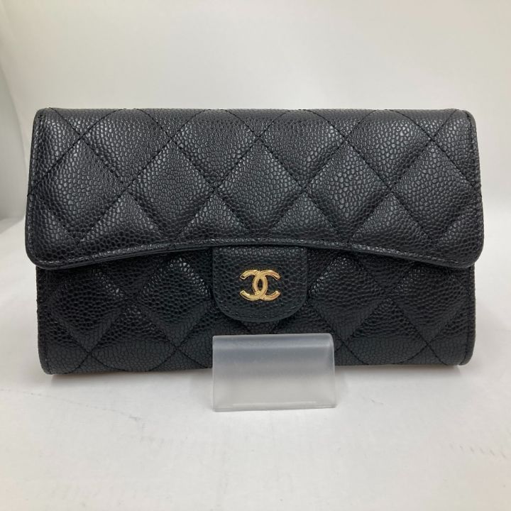 CHANEL シャネル 3つ折り長財布 マトラッセ キャビアスキン 28981569 ブラック｜中古｜なんでもリサイクルビッグバン