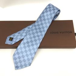□□ LOUIS VUITTON ルイヴィトン ネクタイ　クラヴァット・ダミエ クラシック ブルー Bランク