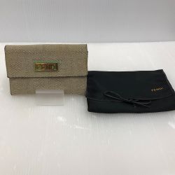 □□ FENDI フェンディ 二つ折り財布 8M0096 ベージュ×グリーン ズッカ　 Cランク