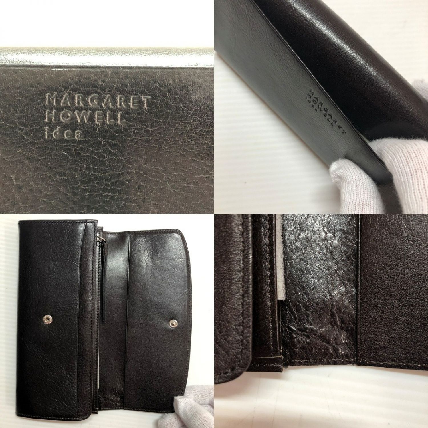 中古】 MARGARET HOWELL idea 長財布 牛革 ダークブラウン Aランク