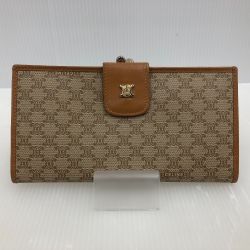 □□ CELINE セリーヌ 二つ折り長財布 がま口　マカダム ベージュ Cランク