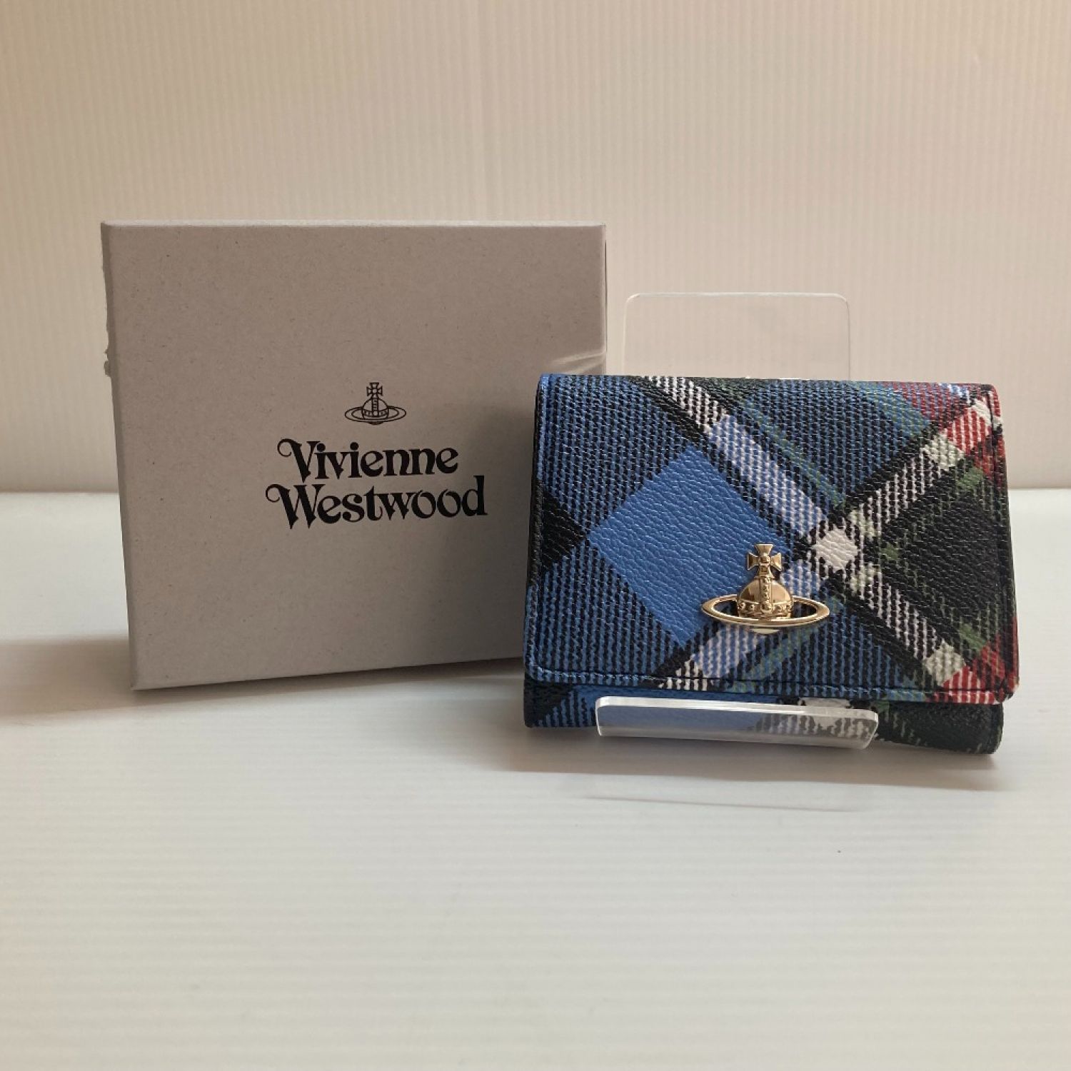 箱付きVivienne Westwood　クロコ型押し　二つ折り財布　ブラウン