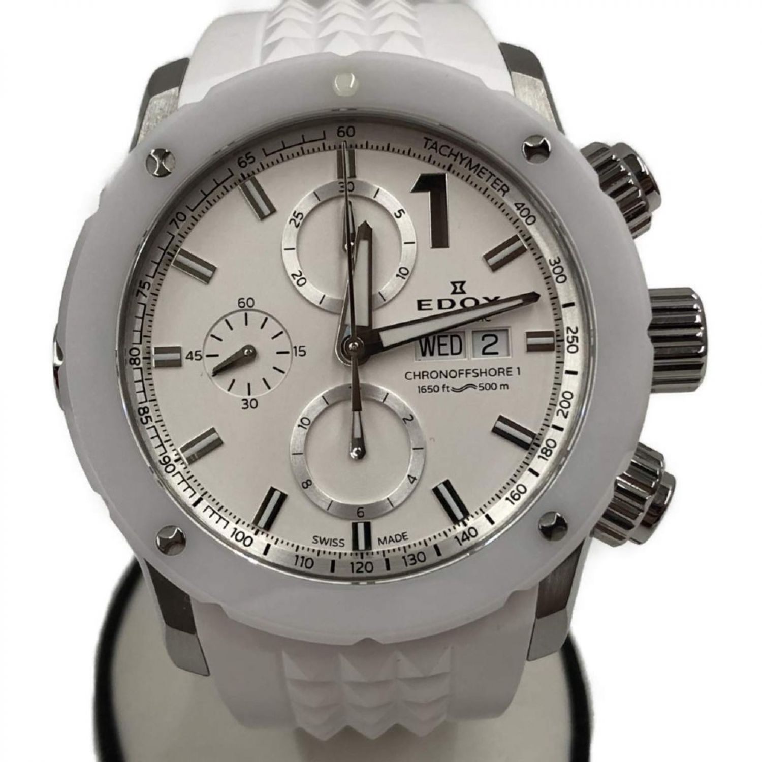 EDOX エドックス クロノオフショア1 自動巻き メンズ 腕時計 ブラック×ピンクゴールド 純正ラバーベルト 01122
