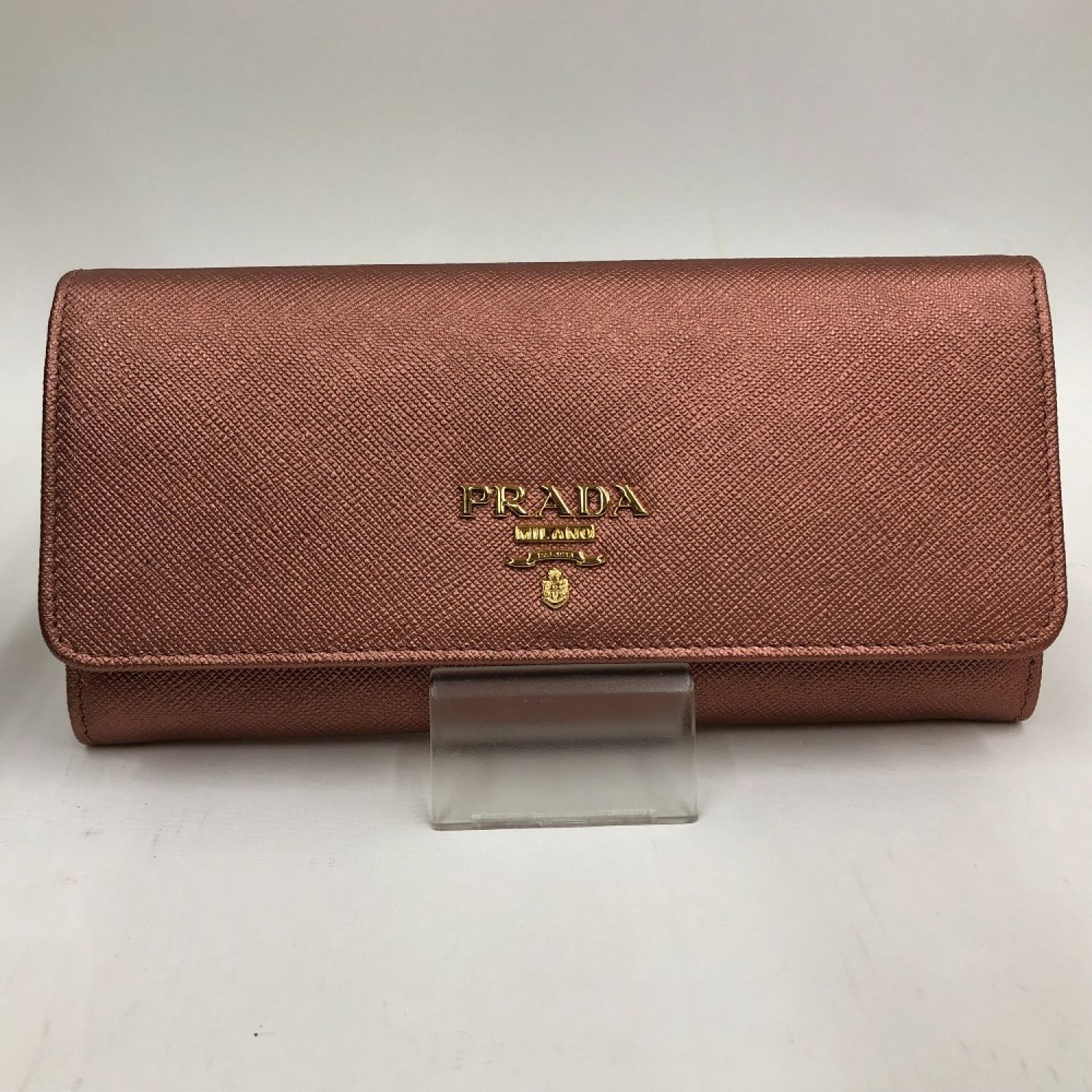 中古】 PRADA プラダ 2つ折り長財布 サフィアーノ 1M1132 ピンク