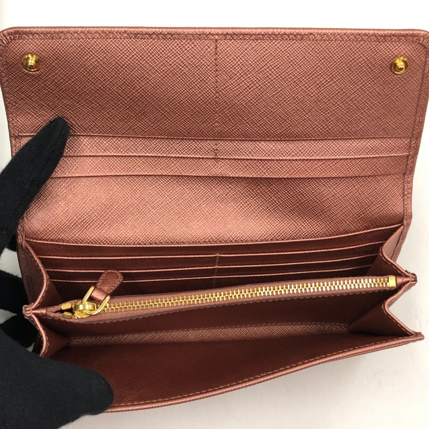 中古】 PRADA プラダ 2つ折り長財布 サフィアーノ 1M1132 ピンク