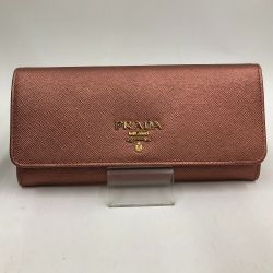 □□ PRADA プラダ  2つ折り長財布 サフィアーノ 1M1132 ピンクゴールド Aランク