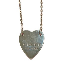□□ GUCCI グッチ ネックレス　ハートプレート　シルバー925 Bランク