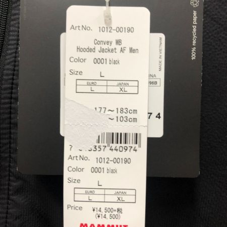  MAMMUT マムート メンズ衣料 ジャケット ナイロンジャケット SIZE XL 1012-00190 ブラック