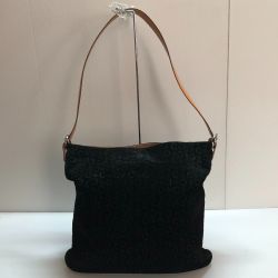 □□ CELINE セリーヌ ショルダーバッグ　マカダム　スエード ブラック Cランク
