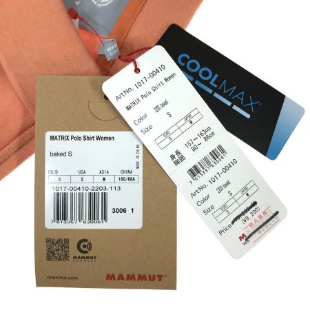  MAMMUT マムート 半袖ポロシャツ MATRIX Polo Shirt Women アジアサイズM 1017-00410 オレンジ