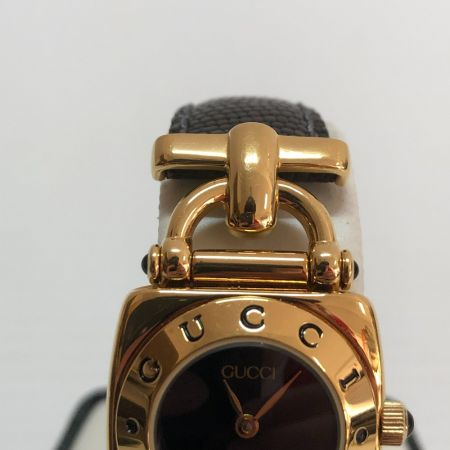  GUCCI グッチ 腕時計  クォーツ  レザー ブラック ホースビット 6300L