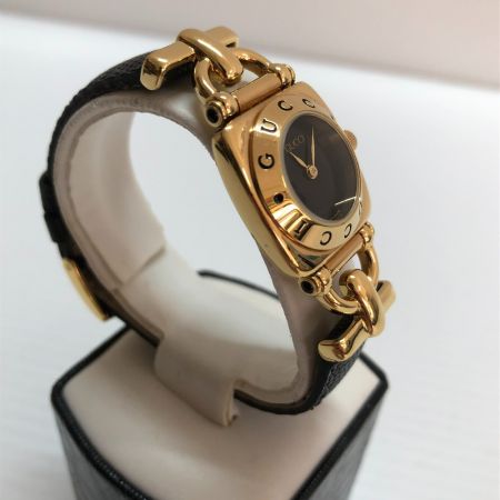  GUCCI グッチ 腕時計  クォーツ  レザー ブラック ホースビット 6300L