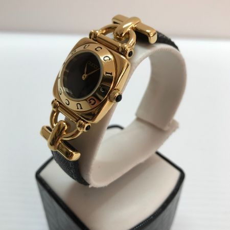  GUCCI グッチ 腕時計  クォーツ  レザー ブラック ホースビット 6300L